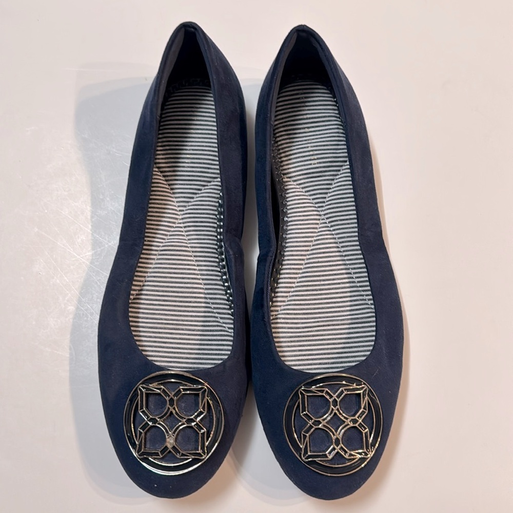 Kelly & Katie Blue Faux Suede Toe Bling Size 8.5 Ballet Shoes-Like New